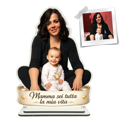 Statuina personalizzata festa della mamma con caricatura da foto - 30cm