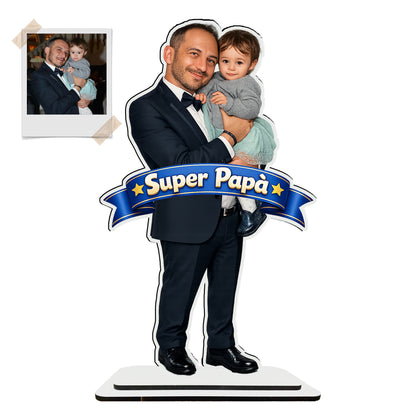 Statuina personalizzata festa del papà con caricatura da foto - 30cm