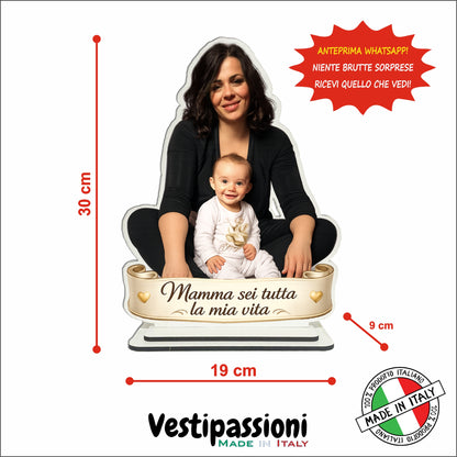 Statuina personalizzata festa della mamma con caricatura da foto - 30cm