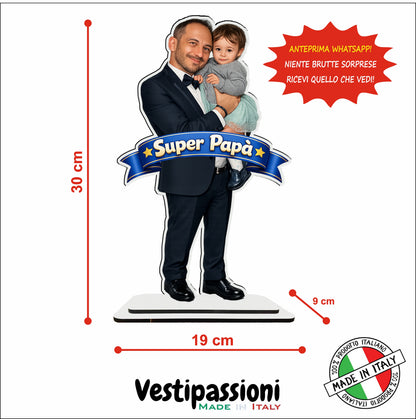 Statuina personalizzata festa del papà con caricatura da foto - 30cm