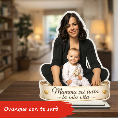 Statuina personalizzata festa della mamma con caricatura da foto - 30cm