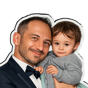 Statuina personalizzata festa del papà con caricatura da foto - 30cm