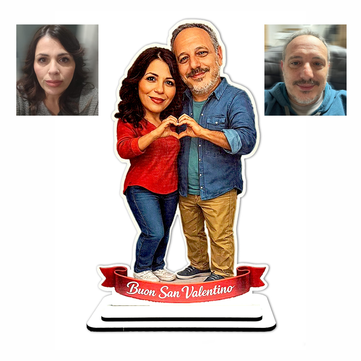Statuina personalizzata per innamorati con caricatura da foto - 30cm