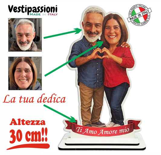 Statuina personalizzata per innamorati con caricatura da foto - 30cm