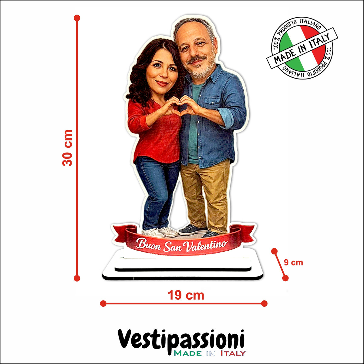 Statuina personalizzata per innamorati con caricatura da foto - 30cm