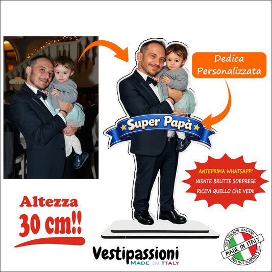 Statuina personalizzata festa del papà con caricatura da foto - 30cm